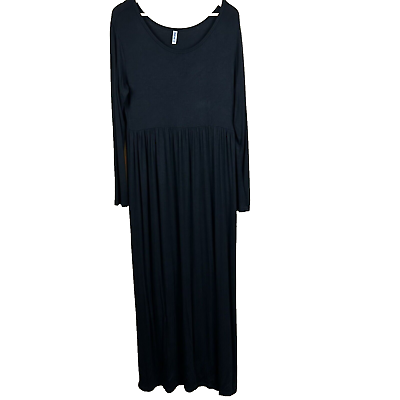 #ad Black Maxi Dress Drop Waist Stretch Goth Witchcore Cosplay Size 2XL $13.99