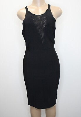 BCBGMAXAZRIA Womens Black Cocktail Dress Spaghetti Cross Back Strap Size Medium $20.00