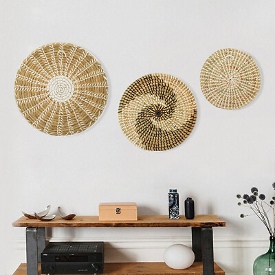 #ad 3pcs Set Wall Basket Boho Decor Woven Decor Baskets Hanging Wall Art for Bedroom $32.30