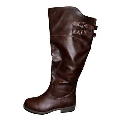 #ad Journee Collection Womens Tori Riding Boots Wide Calf Vegan Leather Brown 9M New $37.99