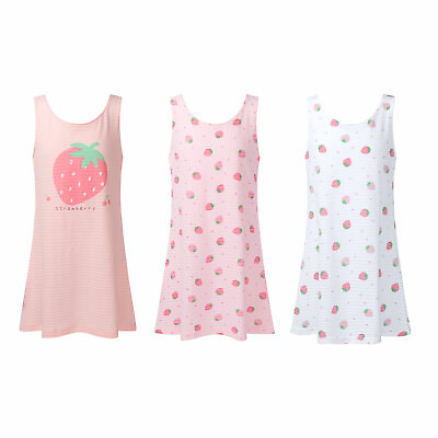 Summer Girls Kids Sleepwear Dress Cotton Nightdress Nightgown Sleeveless Pajamas $11.99