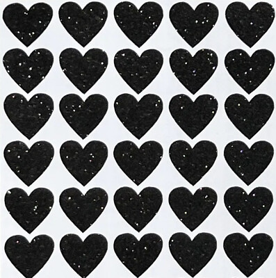 #ad Black Glitter Heart Stickers Custom Size Cute for Scrapbooks amp; Crafts $3.50
