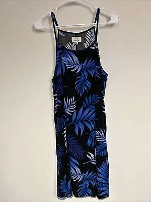 #ad 28 Palms Women#x27;s Tropical Lightweight Spaghetti Strap Sun Dress Sz Medium Blue $9.60