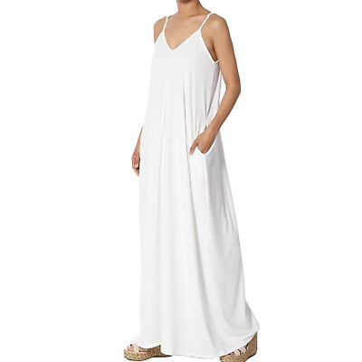 MAY amp; MAYA vNeck Relaxed Fit Pocket Off White Maxi Dress XL $24.99