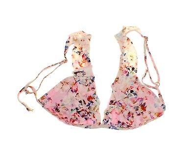 Bar III Women#x27;s Crystal Floral Printed Ruffle Bikini Top Blush Select a size $15.67