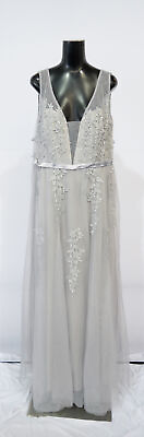 Ever Pretty Women#x27;s Plus Maxi Ethereal Tulle Formal Dress CD4 Grey Size 22 NWT $52.49