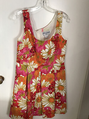 #ad Jessica Howard Floral Print Fitted Dress Cocktail Short Summer Orange Size 12P $43.96