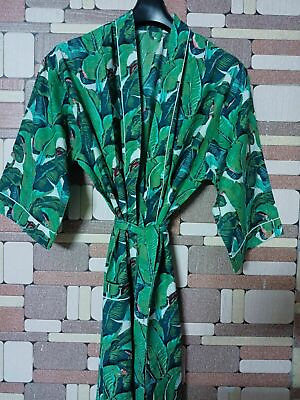 Indian Floral Print Long Cotton Hippie Maxi Women Nightwear Kimono Bathrobe Dres $19.99