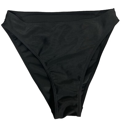 #ad High Rise Black Bikini Bottoms Cheeky Size XL NWOT $11.04