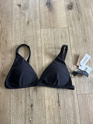 #ad Volcom Women#x27;s Standard Simply Seamless Halter Swimsuit Bikini Top XL Black $30.93