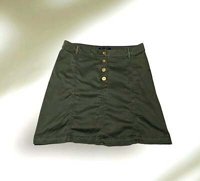 #ad BANANA REPUBLIC Armada Green Mini Skirt Sz 6 Button Up STRETCH Women#x27;s 31quot; Waist $16.99