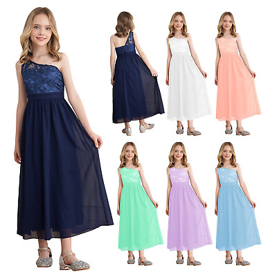#ad Kids Girls Party Gowns Ruched Fancy Dress Evening Maxi Dress Chiffon Dancewear $13.99