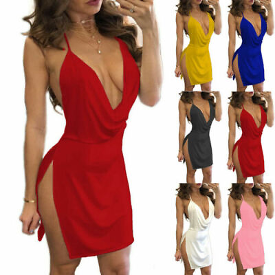 #ad Sexy Women Party Evening Cocktail Club Wear Sleeveless V Neck Bodycon Mini Dress $14.99