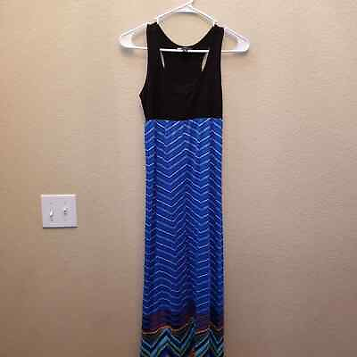 #ad Carole Little Womens Sz XS Racerback Maxi Dress Black Blue Striped $16.56