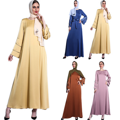 #ad Ramadan Women Abaya Muslim Long Maxi Dress Islamic Kaftan Dubai Abayas Arab Robe $39.06