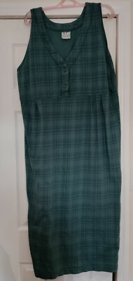 AG Sport Women#x27;s Plus Maxi Dress Empire Waist Green Blue Check Maxi Dress XL $12.99