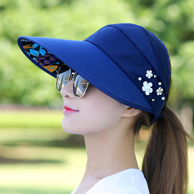 Women Summer Sun Protection Sun Hat Wide Brim Cap Beach Visor Hat UV Protection AU $7.99