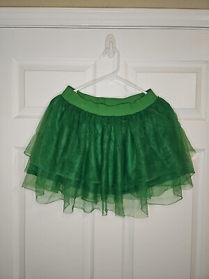 #ad Green Tutu Skirt Costume Womens Size S M Small Medium Dress Up 25quot; Elastic Waist $7.12