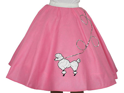 #ad 01 Hot Pink FELT Poodle Skirt Adult Size XL 3XL Waist 40quot; 47quot; Length 25quot; $31.95