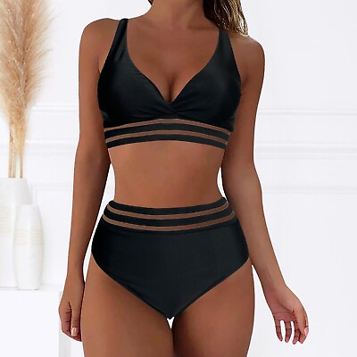 #ad Bikini Swimsuits For Women Plus Size 2 Pieces High Stretch Sexy Surfing Swimming $14.39
