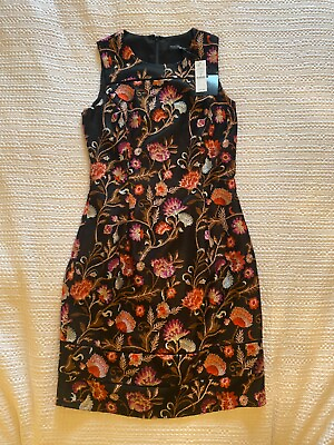#ad NWT WHBM Embroidered Floral Sheath Cocktail Dress Size 6 $49.99
