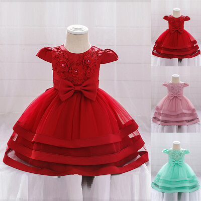 #ad Baby Girls Princess Lace Tulle Dress Summer Short Sleeve Flower Party Dresses $30.09
