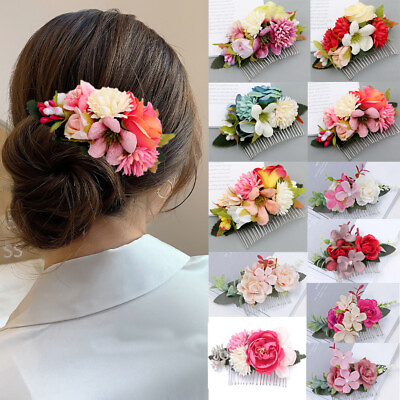 #ad Boho Bride Flower Hair Comb Clips Pins Headband Floral Wedding Hair Accessories. $11.75