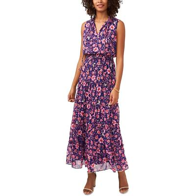 #ad MSK Womens Floral Print Smocked Tiered Maxi Dress BHFO 9413 $17.99