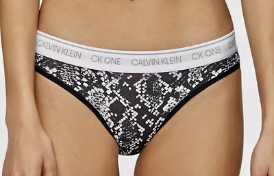 CALVIN KLEIN CK One Cotton Black White Snake Print 2 Bikini Panty Womens S M L $17.20