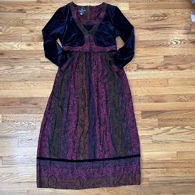 VTG Carole Little Dress Size 8 Velvet Rayon Jacket Full Length $28.99