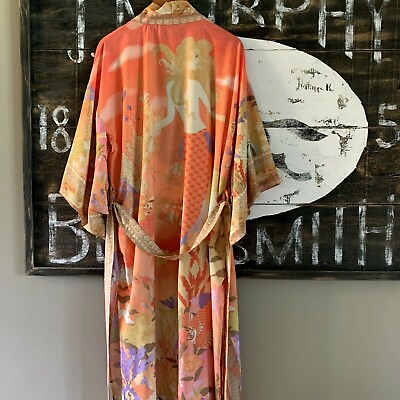#ad #ad M New Boho Kimono Maxi Duster Beach Cover Up Tunic Dress Top Womens MEDIUM NWT $58.50