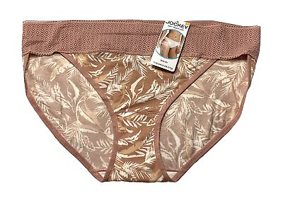 #ad NWT Jockey Soft Touch Lace Bikini Panties Size 7 L Desert Tropics Print $8.00