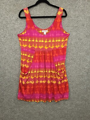 #ad Pacific Beach Sundress Womens XL Sleeveless Scoop Neck Pockets Multicolor $13.59