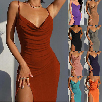Women Sexy Party Sleeveless Bodycon Slip Dress Ladies Evening Cocktail Dresses $18.71