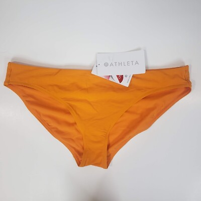 #ad NWT Athleta Cloudbreak Rib Mid Rise Bikini Bottom #446062 Orange Woman#x27;s Large $8.99