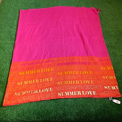 #ad Victoria#x27;s Secret Sexy Swim Beach Cover up Wrap Logo Beaded Pink Orange OS NEW $17.50