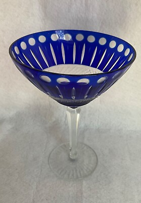 #ad Tommy Style Cobalt Cut to Crystal Cobalt Blue Cocktail Glass s Cut to Clear 7 ” $120.00