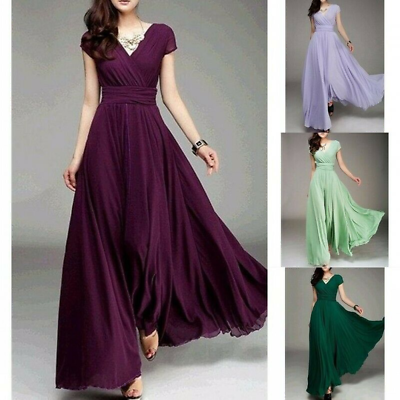 Women Long Formal Prom Party Bridesmaid Chiffon Evening Dress Cocktail Plus Size $44.69