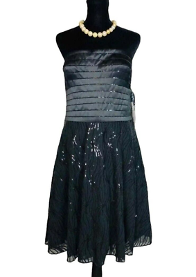 #ad #ad Aidan Mattox Womens Black Sequin Strapless Party Cocktail Dress Size 14 $35.00