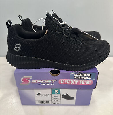 Skechers Charlize Memory Foam All Black Women#x27;s Size 8 NIB $29.75
