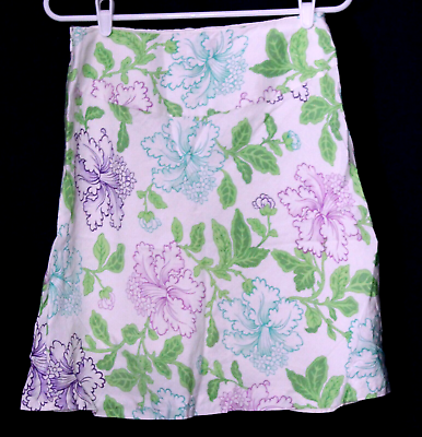 #ad LOFT SKIRT ladies size 4 white green purple pink floral linen a line knee length $14.99