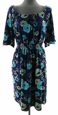 Allison Brittany Women Blue Floral Dress Size Small $18.20