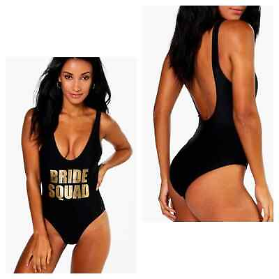 #ad NWOT boohoo Bride Squad one piece bathing suit $32.00