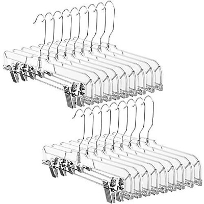 #ad #ad Crystal Skirt Slack Hangers Clear Clip Hangers for Pants Bulk Plastic Hangers US $18.99