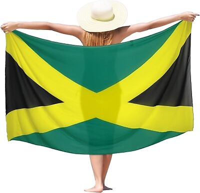 #ad Jamaican Flag Sarong Swimsuit Coverup for Women Beach Cover Up Wrap Skirt Summer $35.27