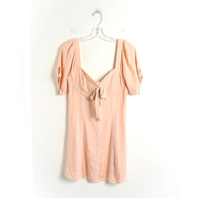 #ad Lulu#x27;s peach pastel dress M medium boho party cocktail corset bustier linen blen $29.00