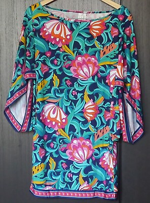 #ad NEW Trina Turk Swimsuit Beach Cover Up Tunic Sz M MSRP $152 India Garden Flowers $53.99