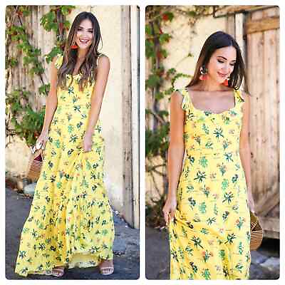#ad ModCloth Inclined To Impress Maxi Dress in Blossom Yellow Size Small $50.00