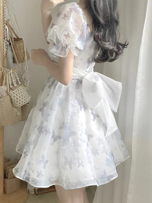 #ad Summer Fashion Design Bow Mini Dress Women Casual Kawaii Elegant Short Party $59.49