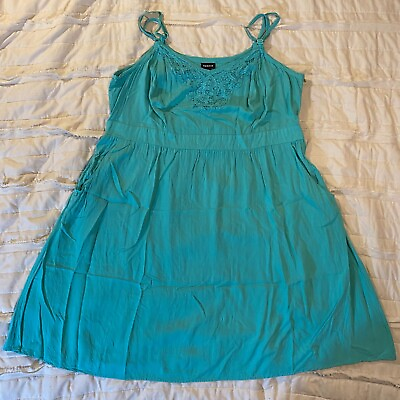 #ad Torrid Dress Womens Plus 20 Turquoise Classic Sundress Lace Collar Pockets $24.95